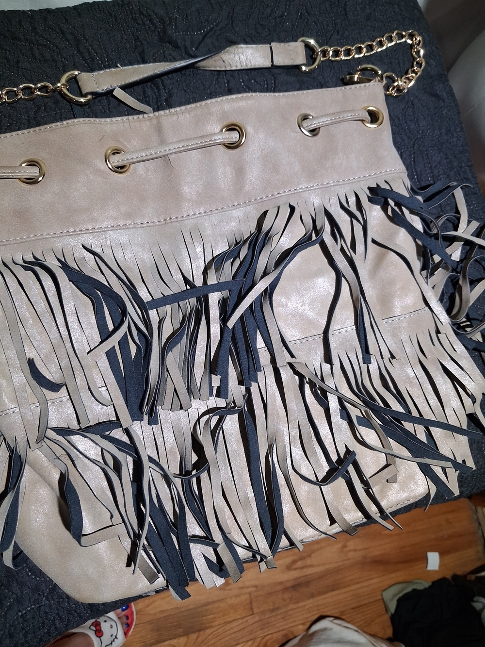 Call It Spring Taupe Fringe Shoulder Bag